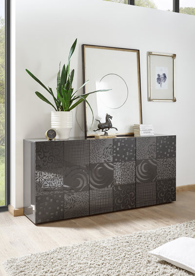 Pavel - Madia design 3 ante finitura lucida serigrafata cm 181x42x84h - vari colori