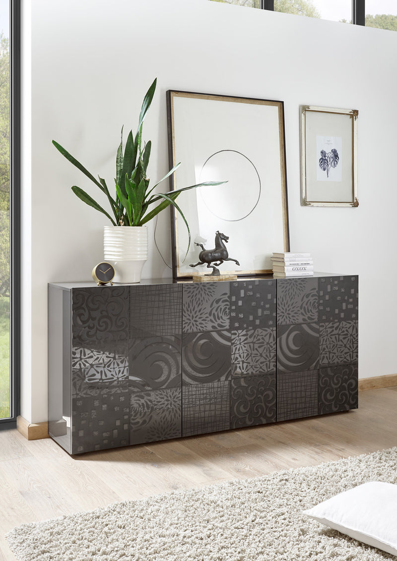 Pavel - Madia design 3 ante finitura lucida serigrafata cm 181x42x84h - vari colori