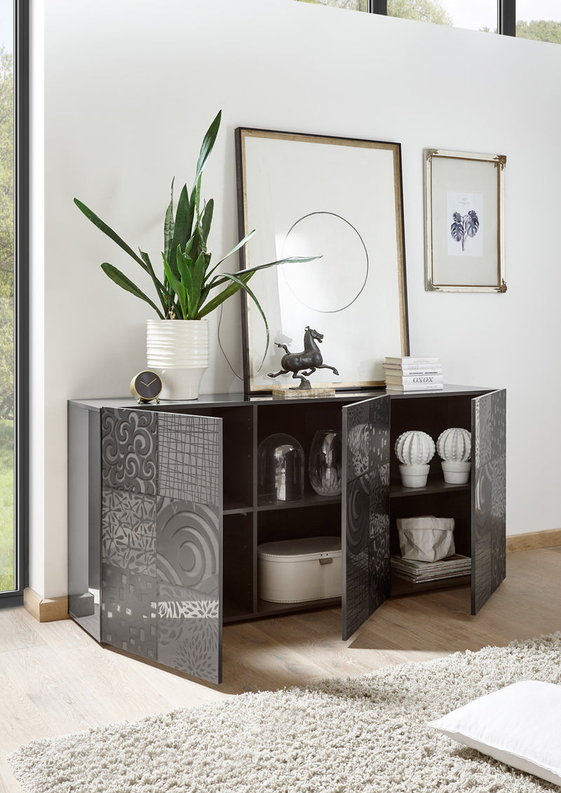 Pavel - Madia design 3 ante finitura lucida serigrafata cm 181x42x84h - vari colori