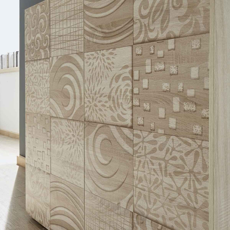 Lucy - Madia 4 ante design contemporaneo rovere serigrafato cm 241x42x84h