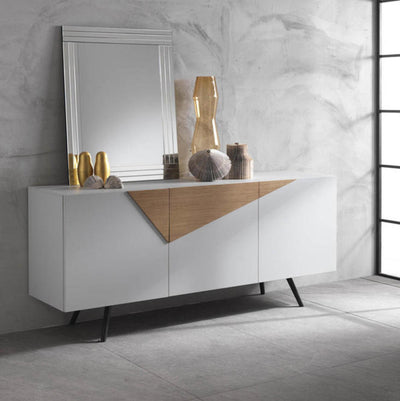 madia moderna bianco inserti rovere