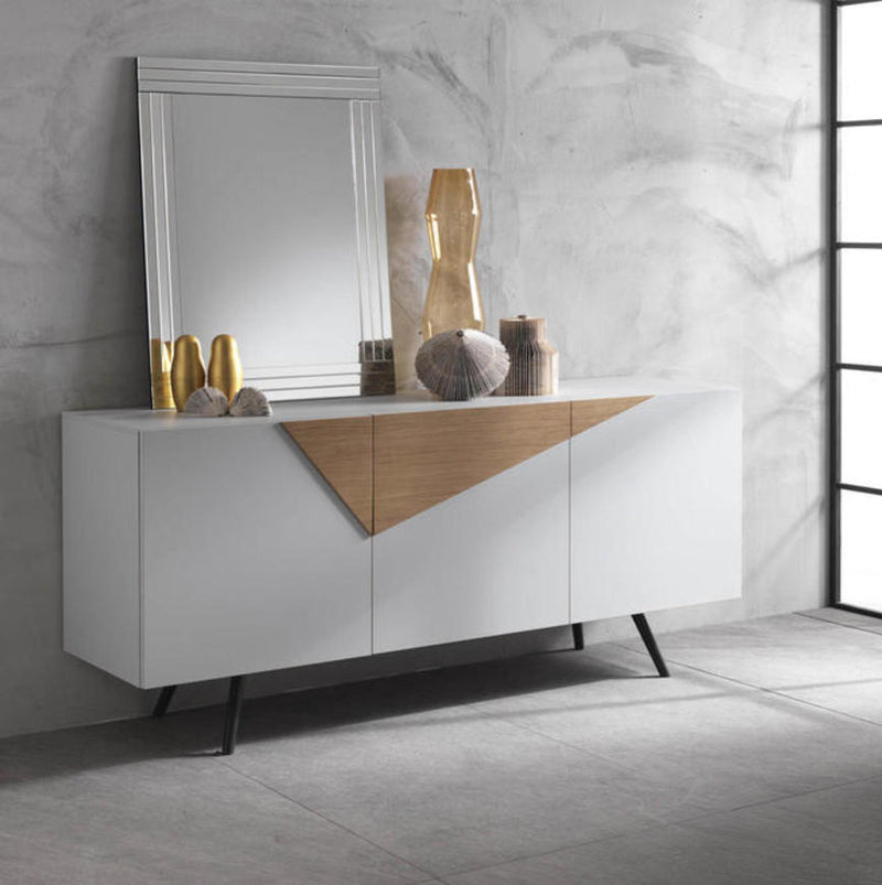 madia moderna bianco inserti rovere
