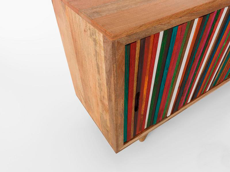 Madia moderna con ante scorrevoli in legno di mango multicolor cm 45x160x85h