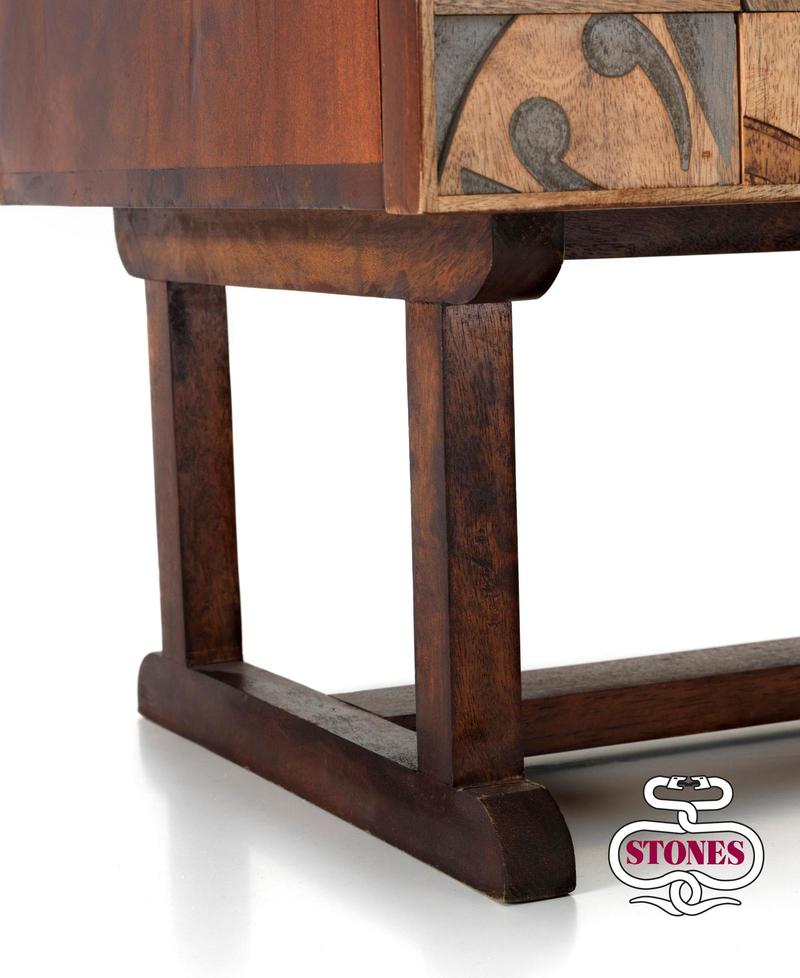 Madia credenza due ante stile etnico in legno massello di mango cm 100x45x120h