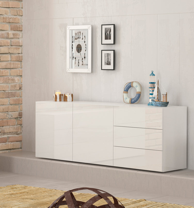 Feribot - Mobile credenza in legno 2 ante 3 cassetti design moderno cm 170x40x60h - vari colori