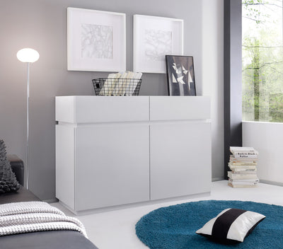 Kalenda - Mobile credenza con ante e cassetti bianco opaco cm 123x51x87h - vari colori