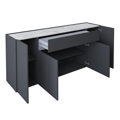 madia moderna in legno grigio e effetto marmo