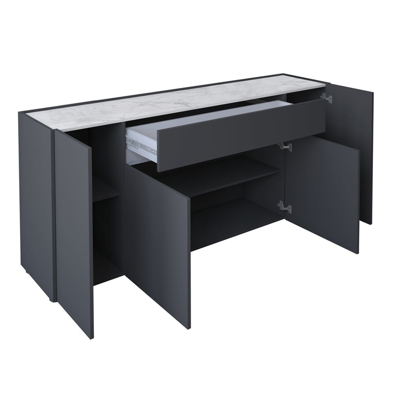 madia moderna in legno grigio e effetto marmo