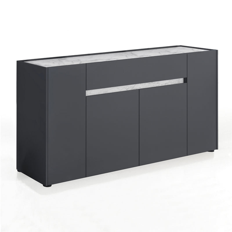 madia moderna in legno grigio e effetto marmo