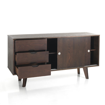 Madia da soggiorno moderna in legno finitura noce scuro cm 150x45x80h