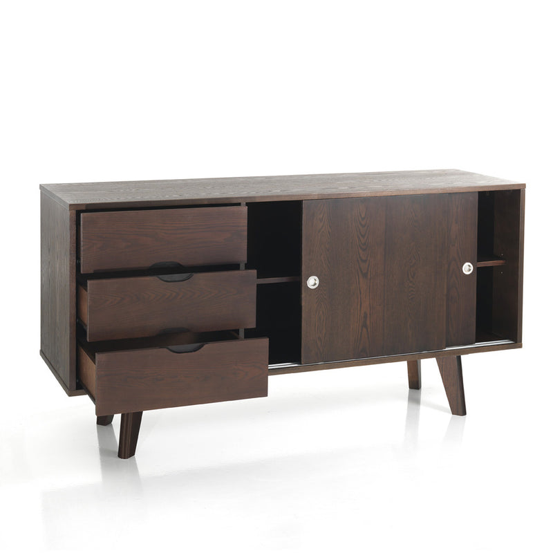 Madia da soggiorno moderna in legno finitura noce scuro cm 150x45x80h