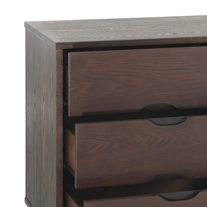 Madia da soggiorno moderna in legno finitura noce scuro cm 150x45x80h