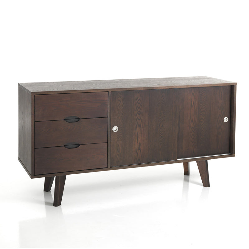 Madia da soggiorno moderna in legno finitura noce scuro cm 150x45x80h