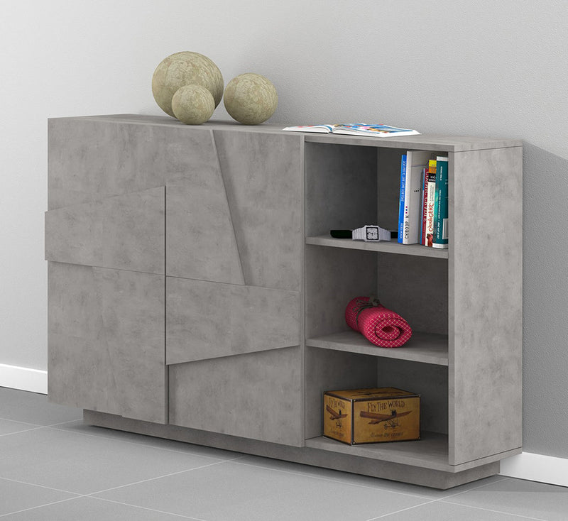 Aishana - Madia moderna in legno con 2 ante e 3 vani cm 121x38x86h - vari colori