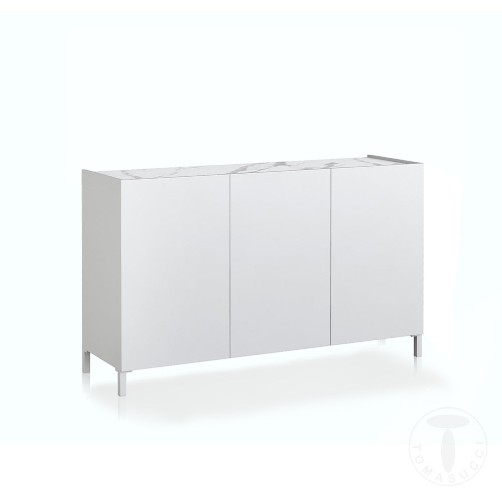 Credenza 3 Ante Bianco Lucido | Mobile Contenitore Moderno Da Salotto, 162 Cm