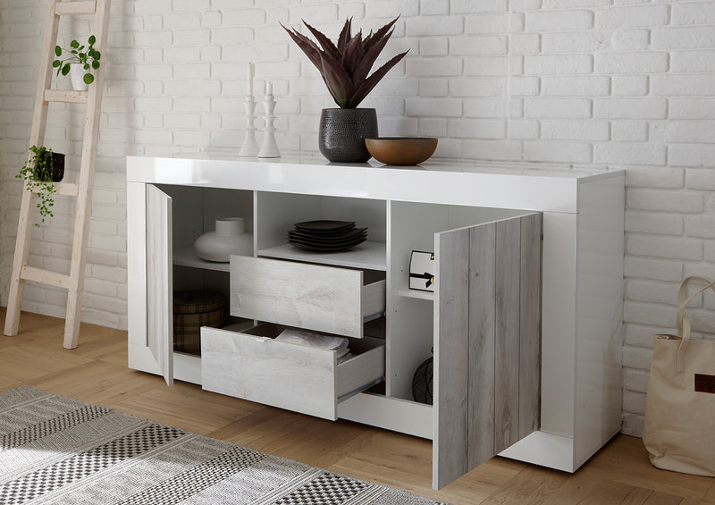 credenza moderna 2 ante e 2 cassetti in legno