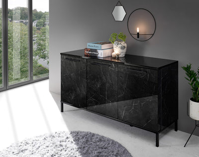 madia design 4 ante in legno marmo nero lucido 