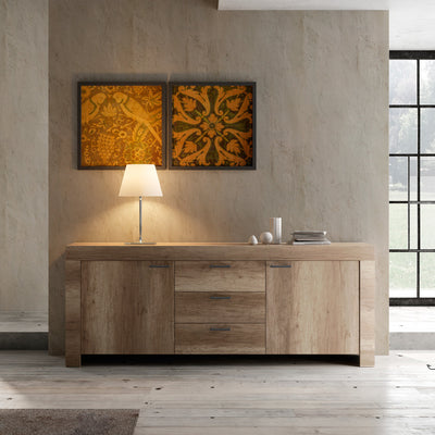 Teofila - Madia moderna 2 ante 3 cassetti in legno naturale cm 210x43x83h - vari colori
