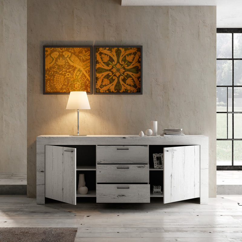 Teofila - Madia moderna 2 ante 3 cassetti in legno naturale cm 210x43x83h - vari colori