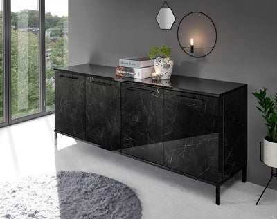 madia design 4 ante in legno marmo nero lucido 