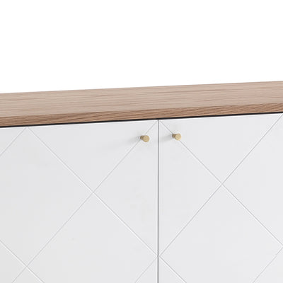 Madia moderna con ante e cassetti struttura in legno rovere frontale laccato cm 176x40x76h - vari colori