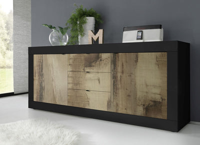 Arif - Madia soggiorno con ante e cassetti in legno cm 210x43x86h