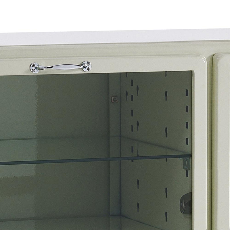 Madia da salotto in acciaio con 4 cassetti e 2 ante a ribalta con vetro cm 120x45x97h