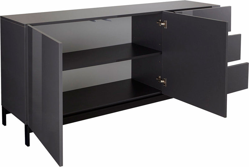 Pinacola - Madia credenza moderna in legno base con piedini 2 ante 3 cassetti cm 170x40x73h - vari colori