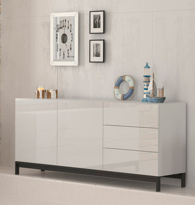 Pinacola - Madia credenza moderna in legno base con piedini 2 ante 3 cassetti cm 170x40x73h - vari colori