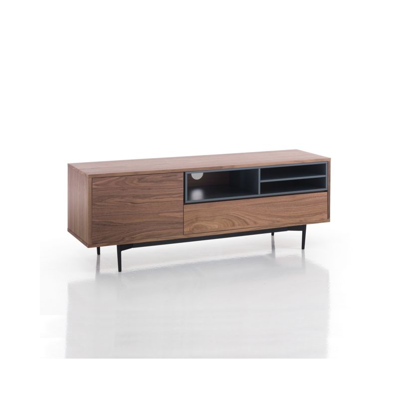 Mobile porta tv moderno in legno con finitura colore noce naturale cm 152x40x55h