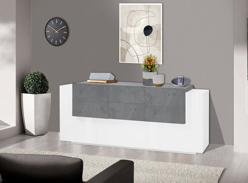 Mielaide - Madia credenza design moderno 5 ante e 2 cassetti cm 220x40/45x86h - vari colori