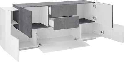 Mielaide - Madia credenza design moderno 5 ante e 2 cassetti cm 220x40/45x86h - vari colori