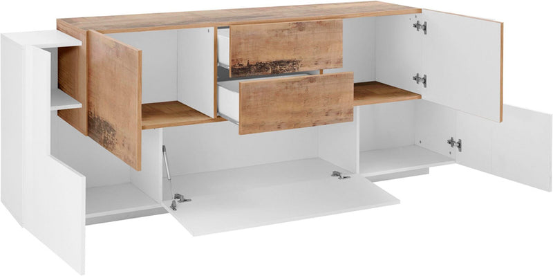 Mielaide - Madia credenza design moderno 5 ante e 2 cassetti cm 220x40/45x86h - vari colori