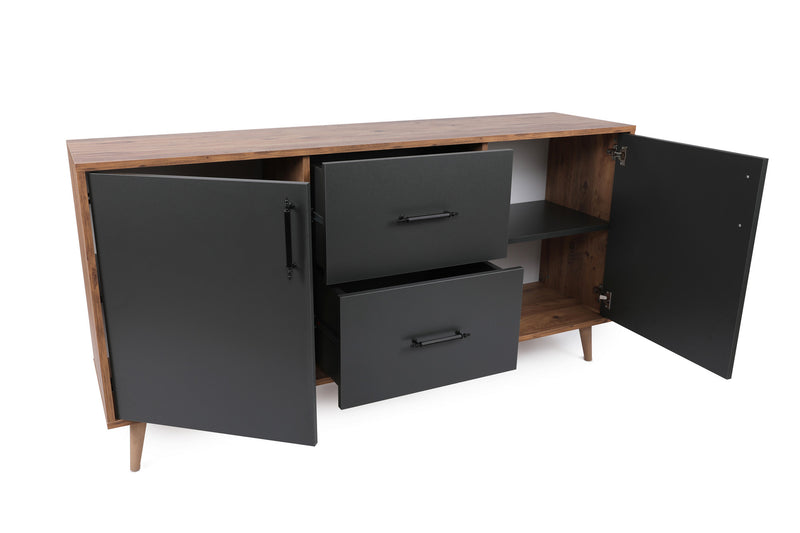 Madia credenza in stile industrial con  2 ante e 2 cassetti centrali cm 160x40x77h