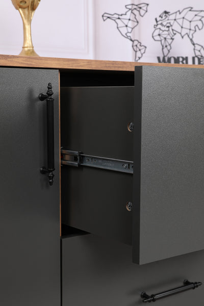 Madia credenza in stile industrial con  2 ante e 2 cassetti centrali cm 160x40x77h