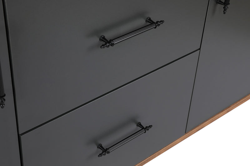 Madia credenza in stile industrial con  2 ante e 2 cassetti centrali cm 160x40x77h