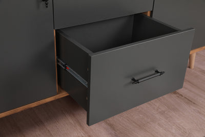 Madia credenza in stile industrial con  2 ante e 2 cassetti centrali cm 160x40x77h