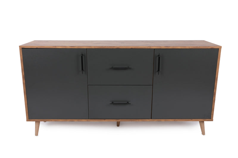 Madia credenza in stile industrial con  2 ante e 2 cassetti centrali cm 160x40x77h