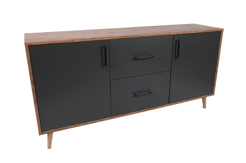Madia credenza in stile industrial con  2 ante e 2 cassetti centrali cm 160x40x77h