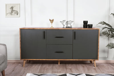 Madia credenza in stile industrial con  2 ante e 2 cassetti centrali cm 160x40x77h