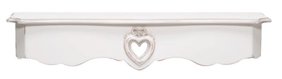 Mensola da muro in legno colore bianco stile shabby con cuore - varie misure