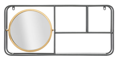Mensola da parete in metallo con specchio stile industrial cm 74x12x35h