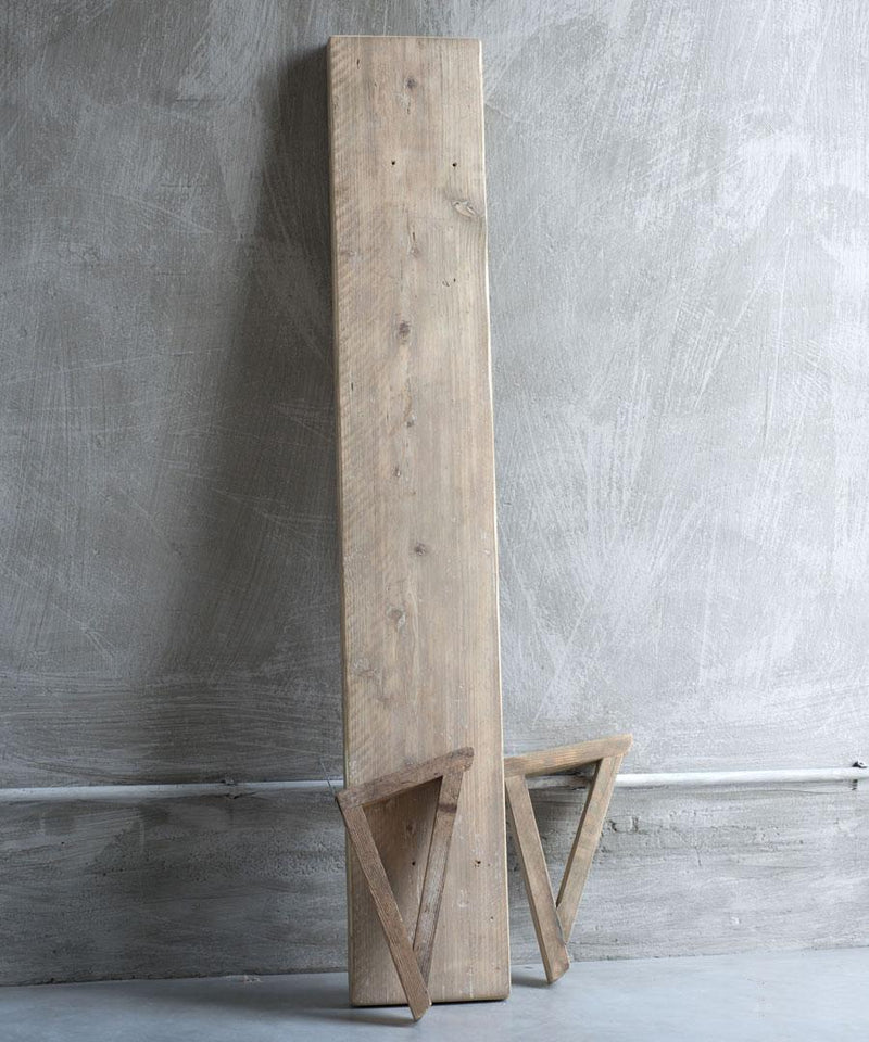 Mensola da parete in legno di recupero con staffe finitura naturale cm 100x23x39h