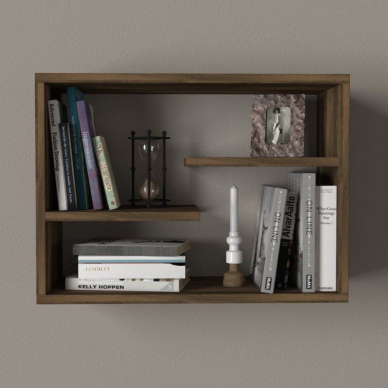 Scaffale mensola in legno moderna rettangolare da parete cm 60x20x44h - vari colori