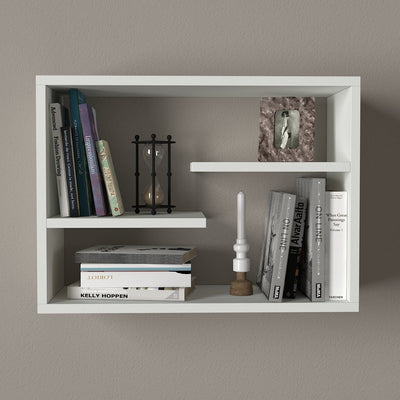 Scaffale mensola in legno moderna rettangolare da parete cm 60x20x44h - vari colori