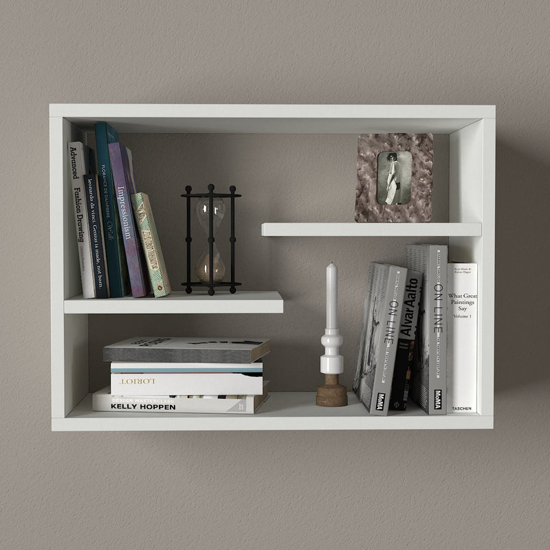Scaffale mensola in legno moderna rettangolare da parete cm 60x20x44h - vari colori