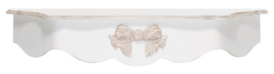 Mensola da parete in legno stile shabby colore bianco con fiocco - varie misure