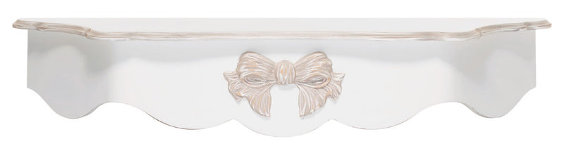 Mensola da parete in legno stile shabby colore bianco con fiocco - varie misure