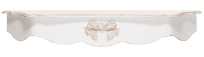 Mensola da parete in legno stile shabby colore bianco con fiocco - varie misure