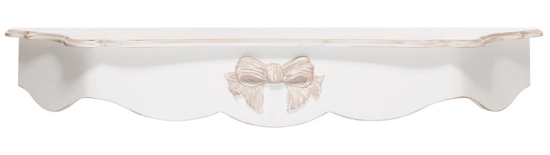 Mensola da parete in legno stile shabby colore bianco con fiocco - varie misure